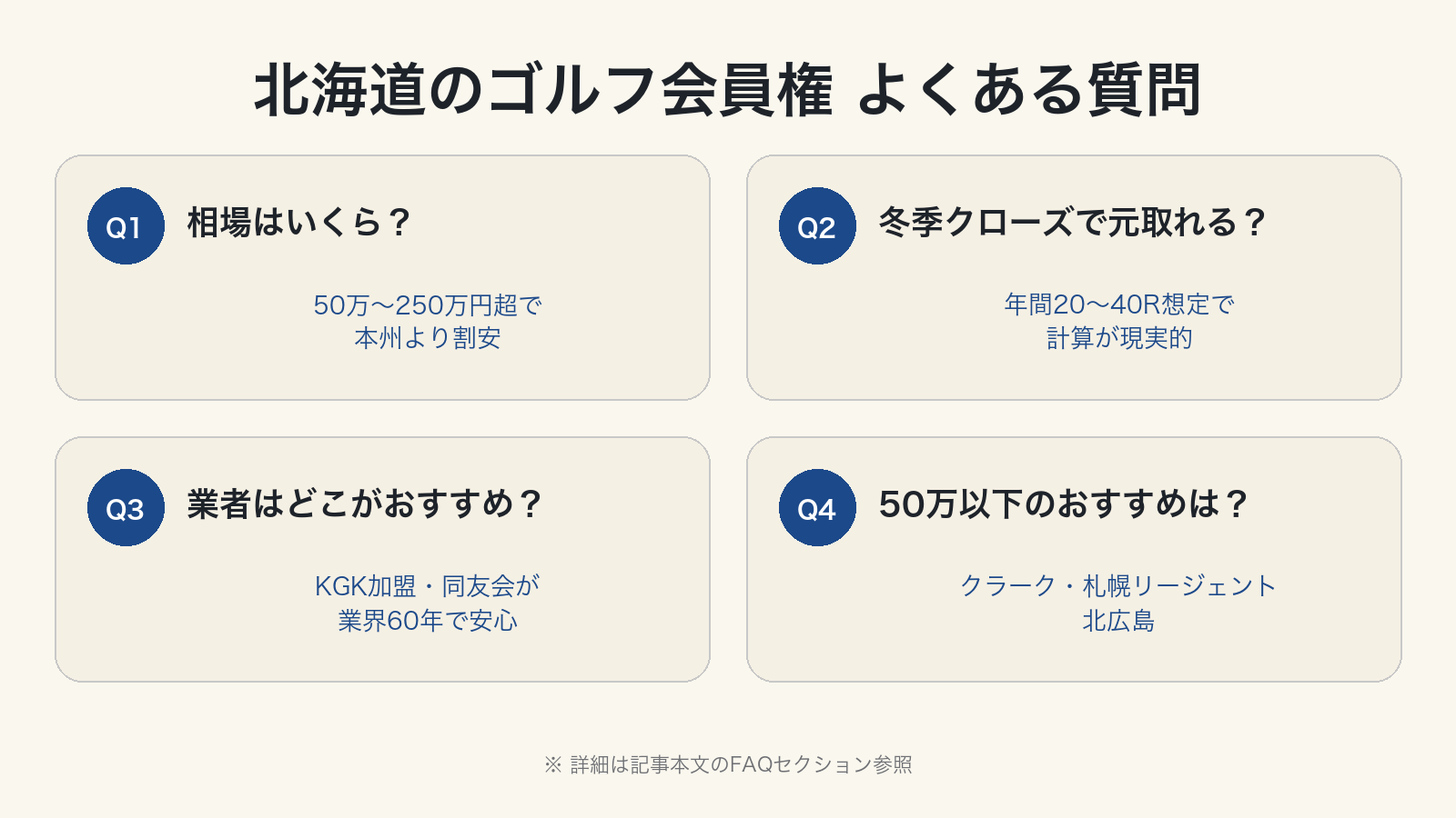 北海道のゴルフ会員権 よくある質問